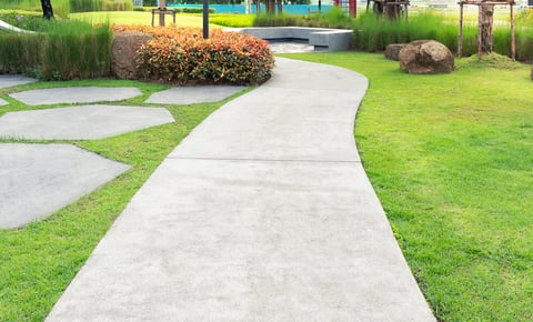 New concrete sidewalk installation