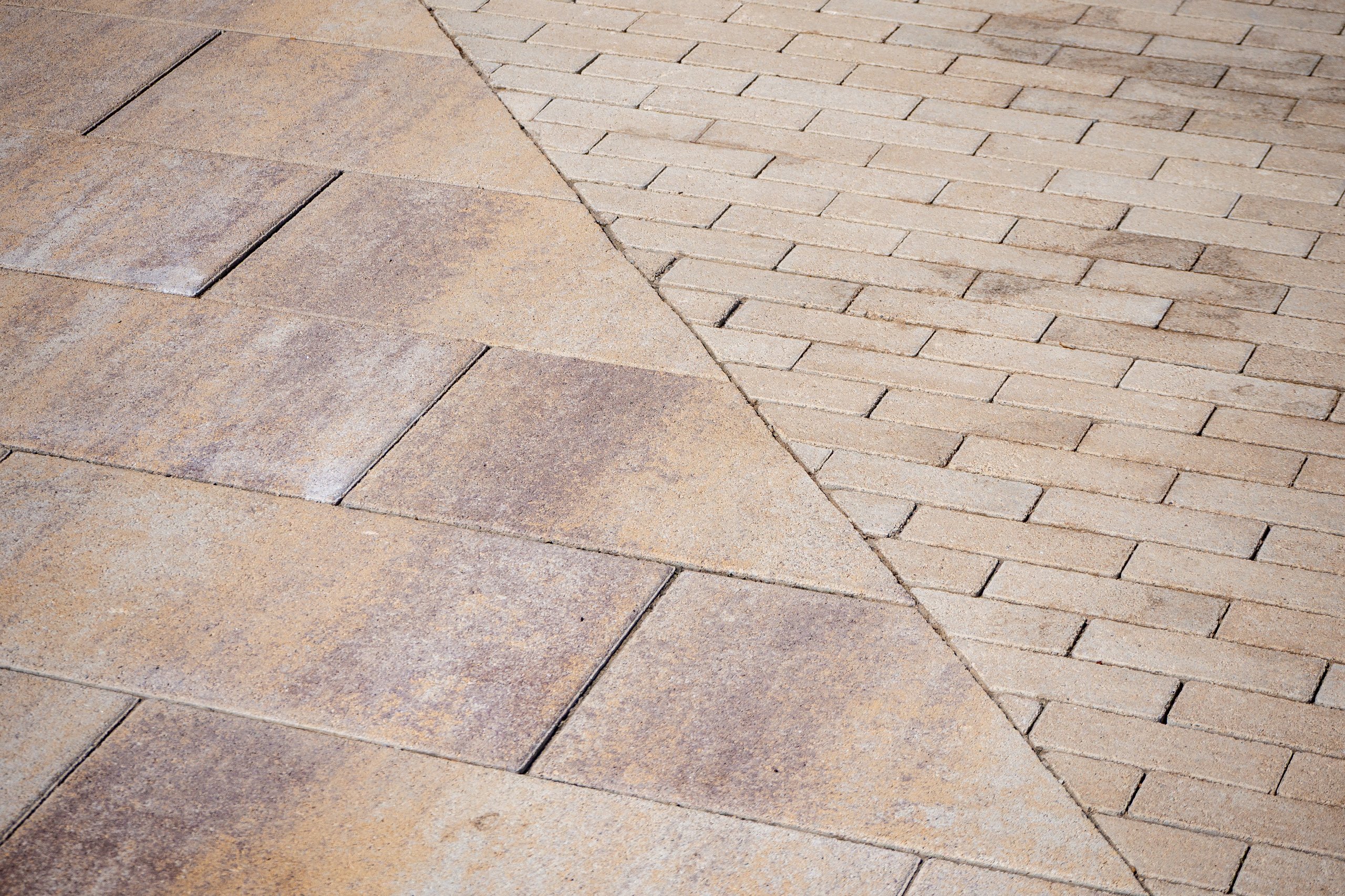 Paved surface with two tile patterns
