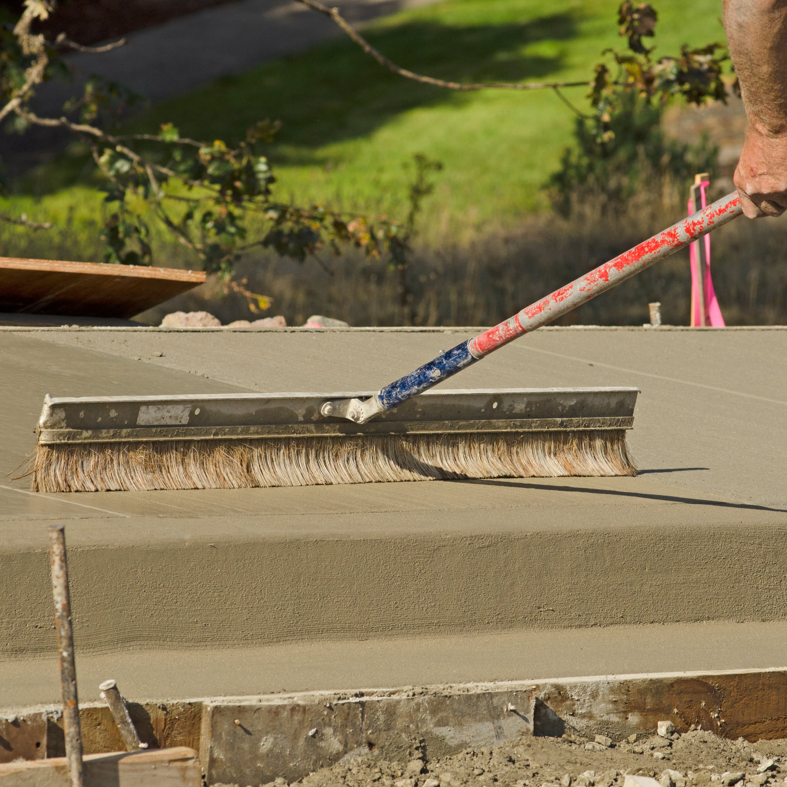 Broom finish concrete surface texture