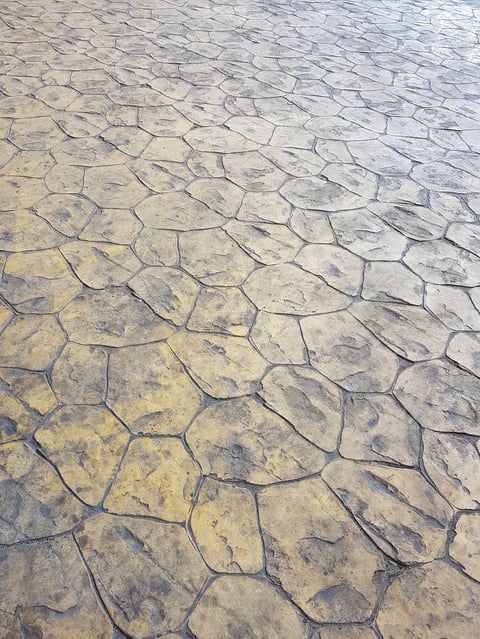 Herringbone brick stamped concrete